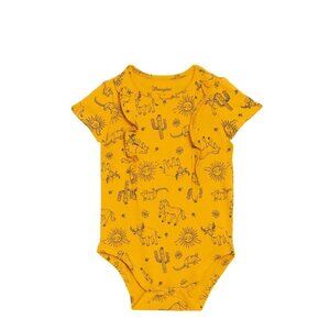 NWT Wrangler Mustard & Black Western Print Short Sleeve  bodysuit Size 24 Months